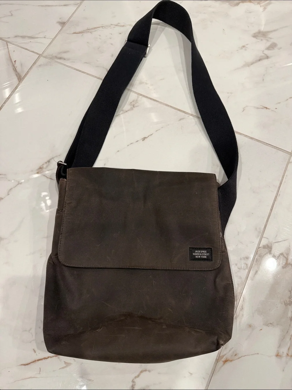 Jack Spade Brown Canvas Messenger with Black Strap